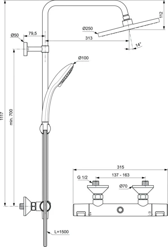 Ceratherm T25 душ система