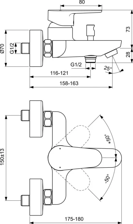 TYRIA смесител за вана/душ