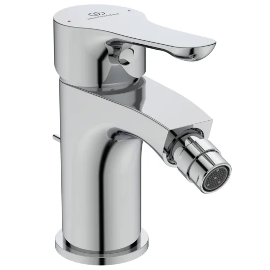 Alpha стоящ смесител за биде с изпразнител с 35mm керамичен затварящ механизъм с ограничител на топлата вода