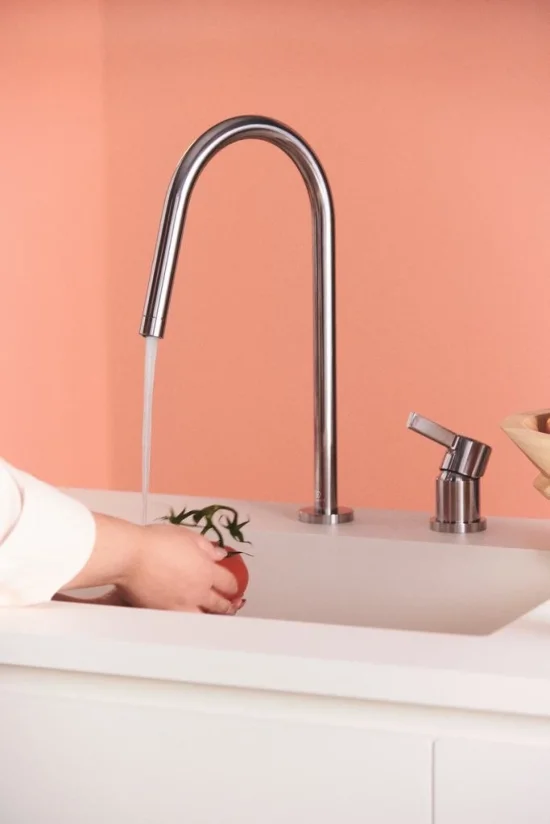 Gusto 2-дупков смесител за кухня с висок тръбен чучур