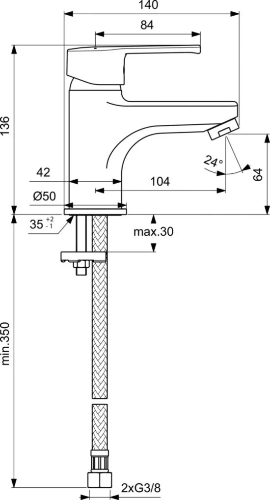 Смесител стоящ за умивалник без изпразнител