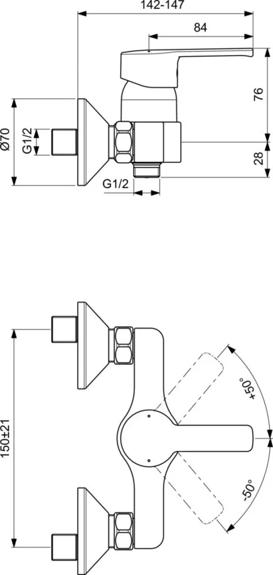 Смесител стенен за душ
