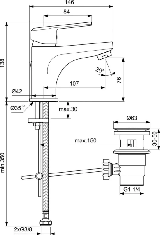Смесител стоящ за умивалник