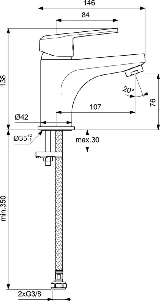 Смесител стоящ за умивалник без изпразнител