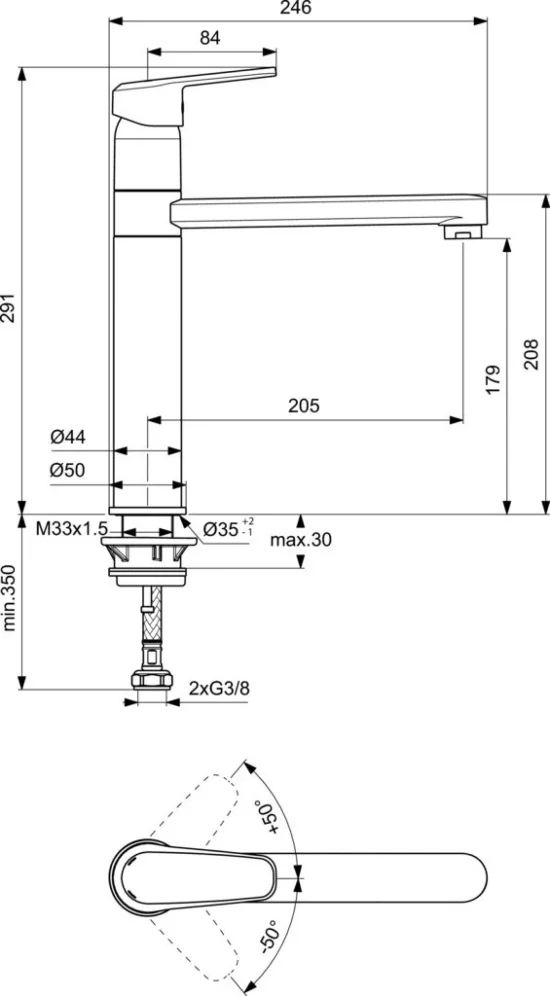 SevaL смесител за кухня с висок тръбен чучур