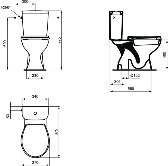 WC комплект, вертикално оттичане